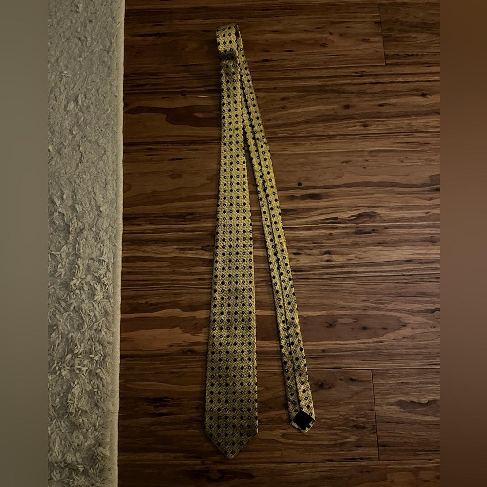 vintage new pure silk gold/yellow and blue brooks brothers tie